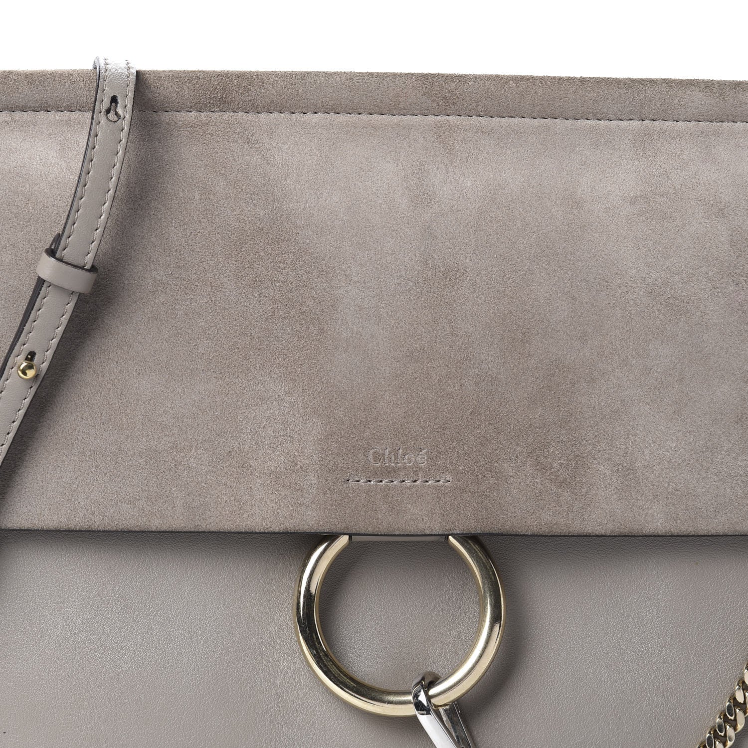 Chloe Calfskin Suede Medium Faye Shoulder Bag Motty Grey 12 of 12