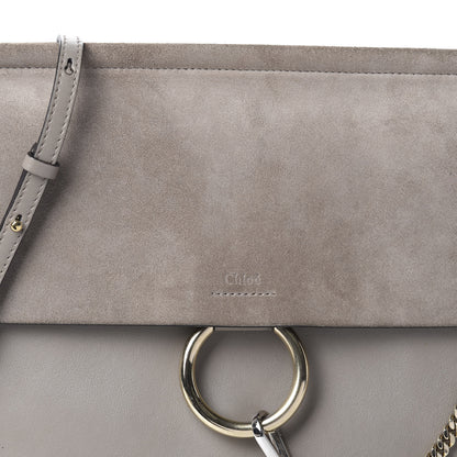 Chloe Calfskin Suede Medium Faye Shoulder Bag Motty Grey 12 of 12