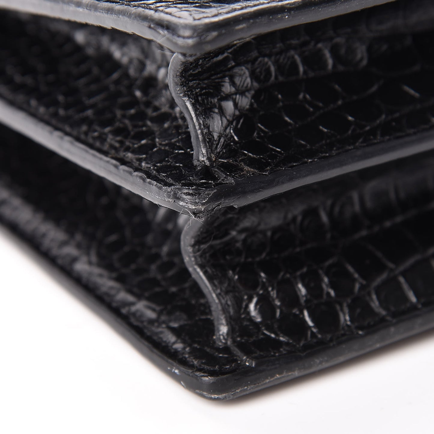 Calfskin Crocodile Embossed Medium Monochrome Monogram Sunset Black