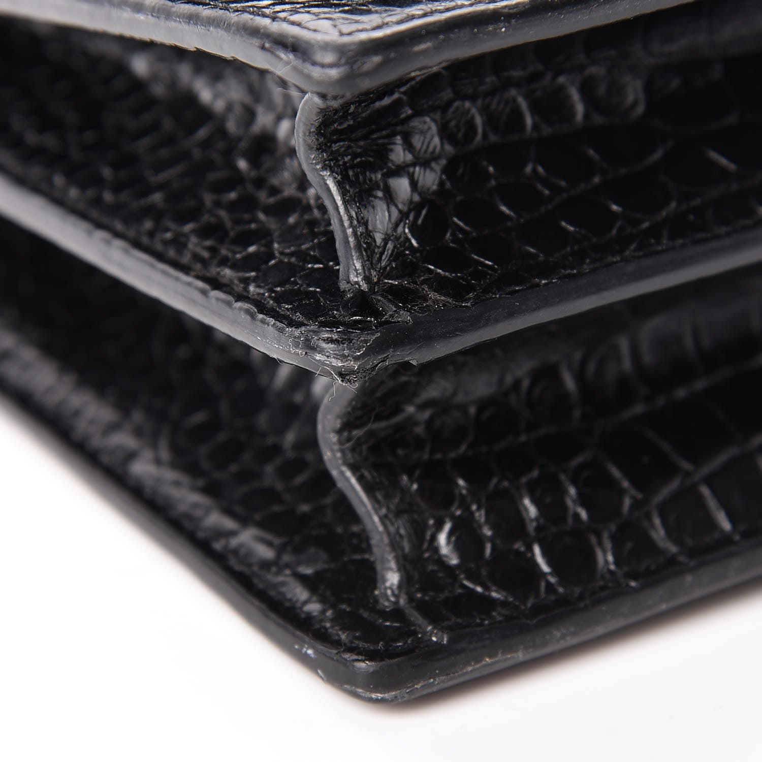 Saint Laurent Calfskin Crocodile Embossed Medium Monochrome Monogram Sunset Black 17 of 22
