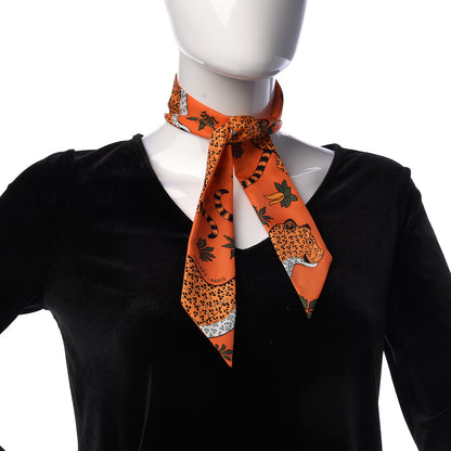 Hermes Silk Les Leopards Twilly Orange Abricot Vert 2 of 4