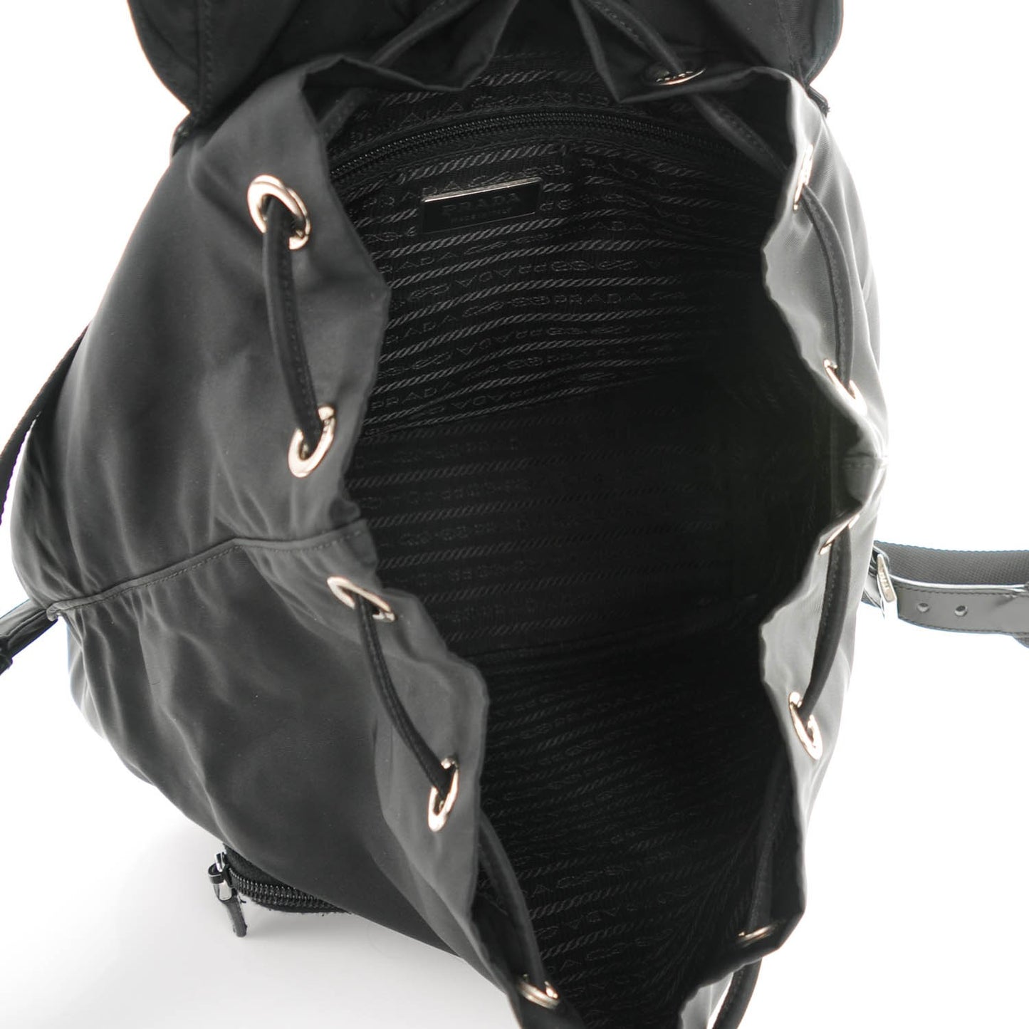 Nylon Cinch Backpack Black