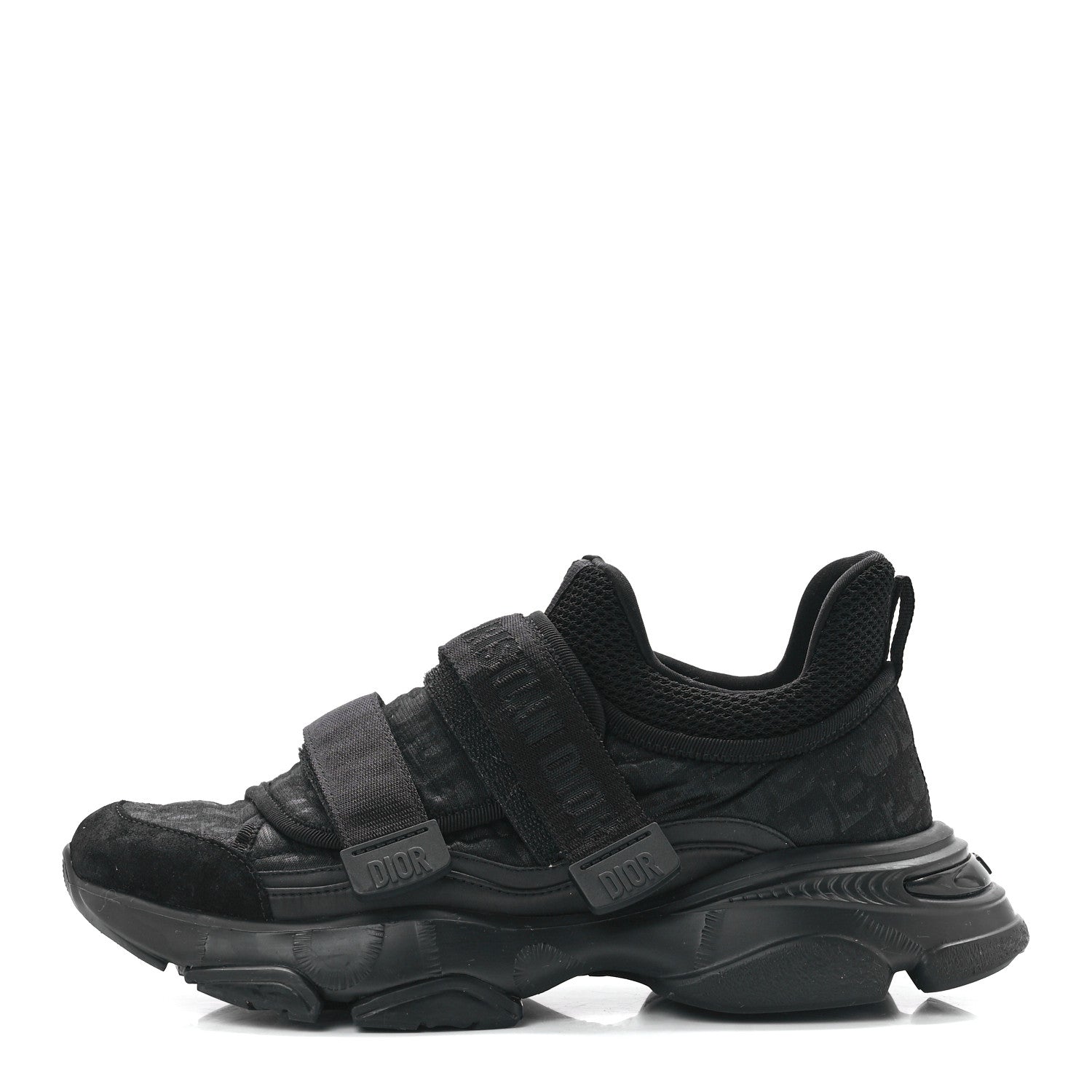 Christian Dior Shiny Oblique Technical Fabric Nylon Womens D-Wander Sneakers 38 Black 1 of 8