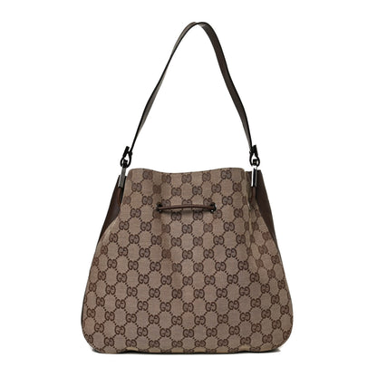 Gucci Monogram Small Drawstring Shoulder Bag Dark Brown 1 of 11