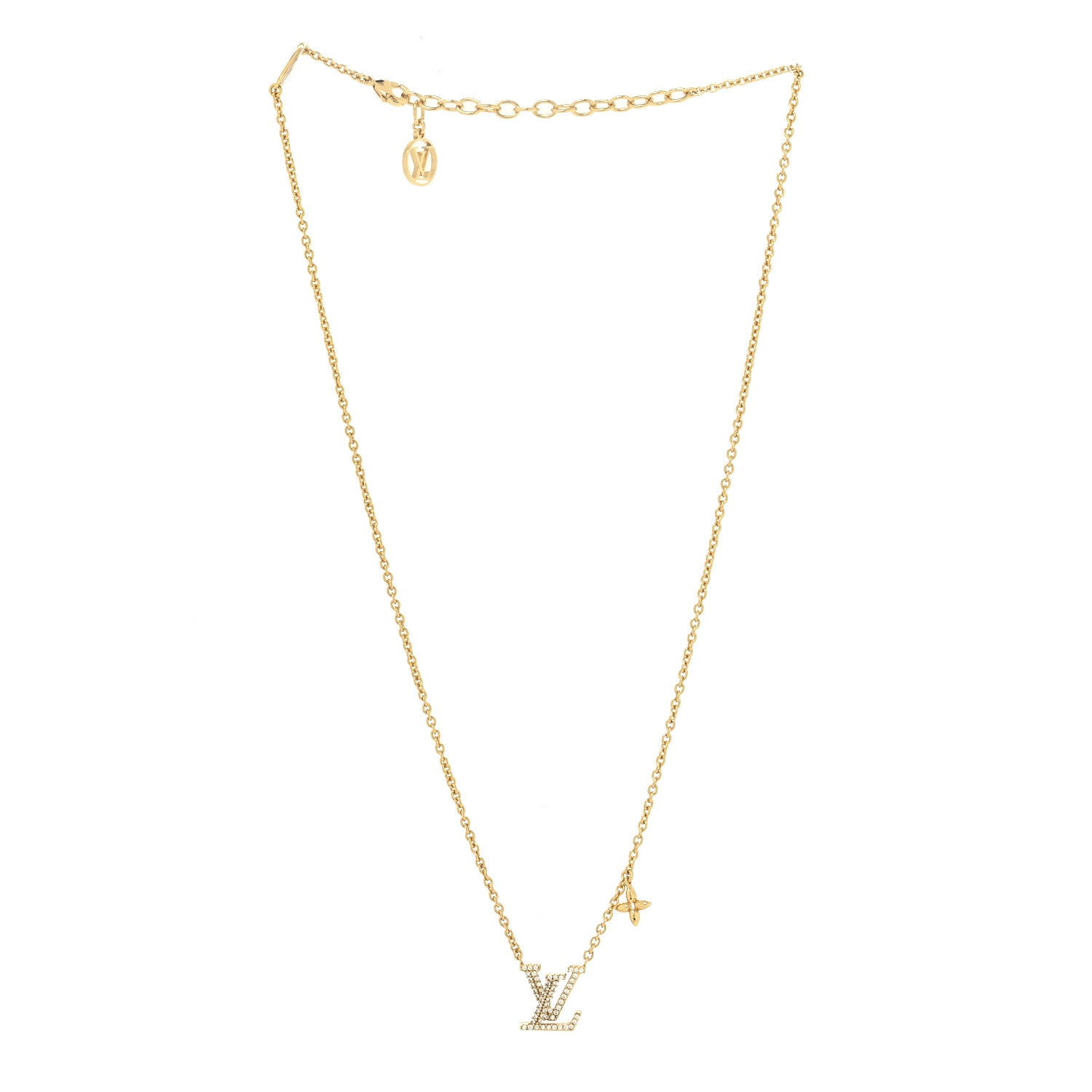 Louis Vuitton Metal Crystal LV Iconic Necklace Gold 3 of 6