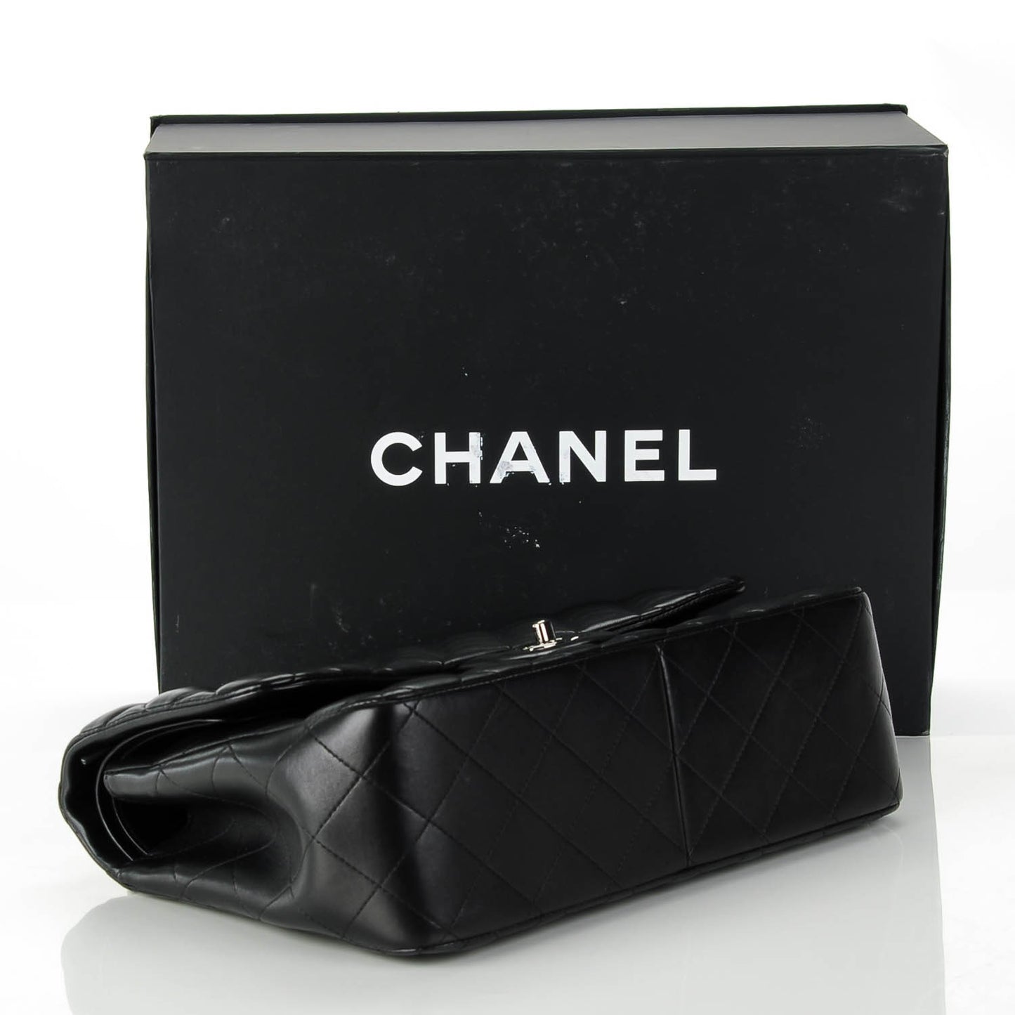 Lambskin Quilted Jumbo Double Flap Black