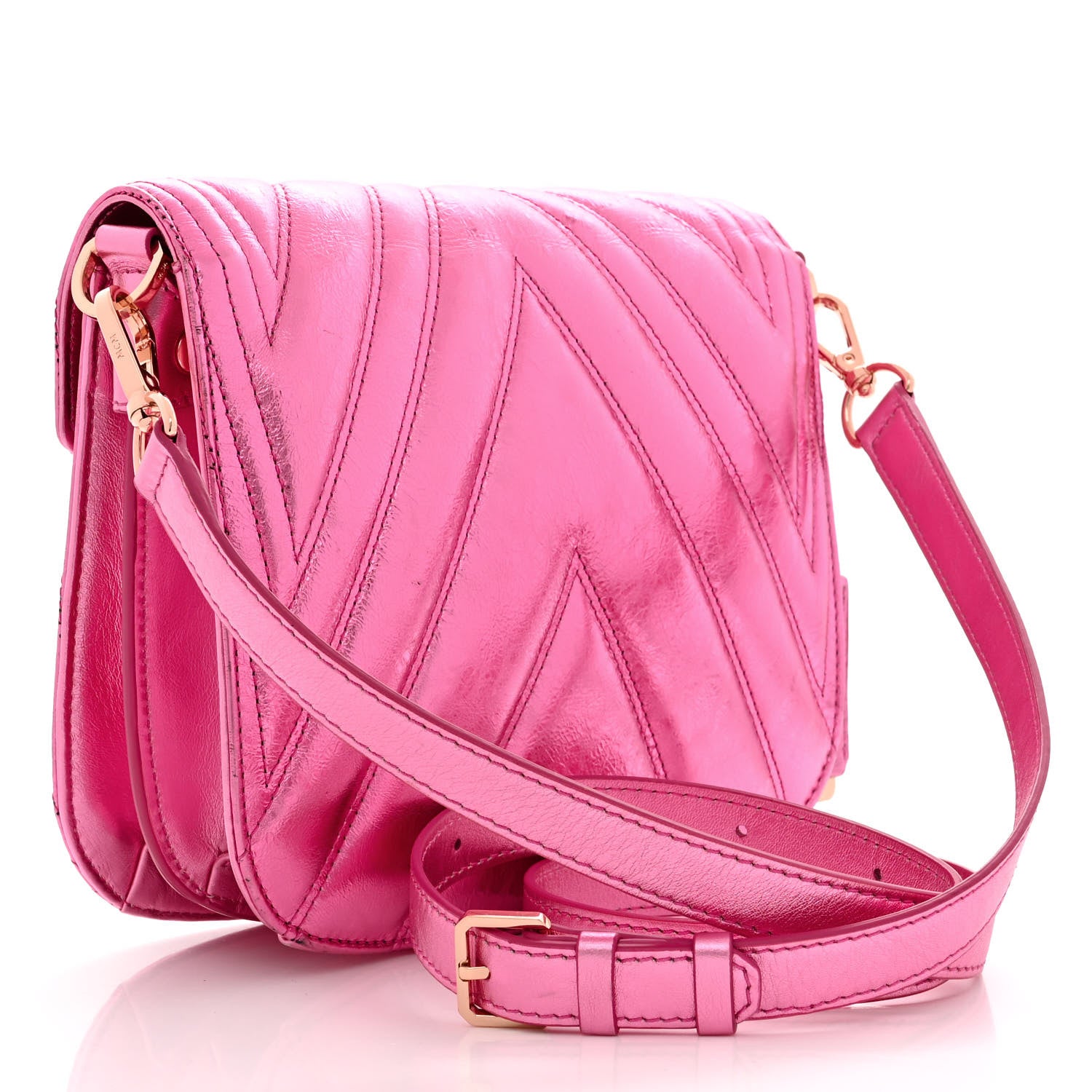 MCM Metallic Calfskin Quilted Patricia Crossbody Bag Viva Lila 3 of 12