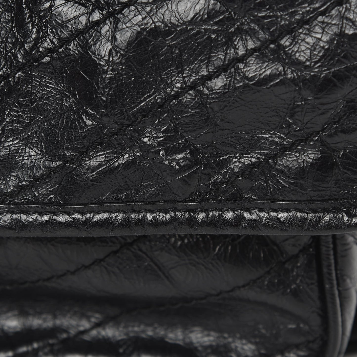 Crinkled Calfskin Matelasse Monogram Medium Niki Chain Satchel Black