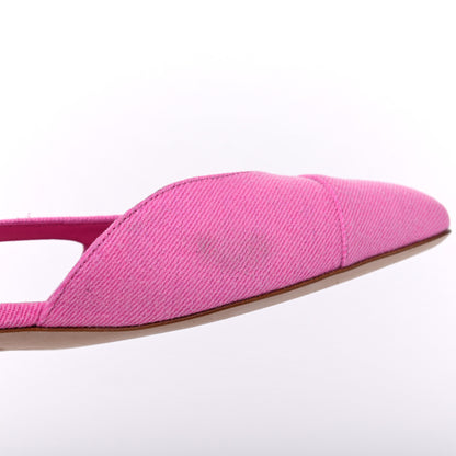 Chanel Denim Cap Toe CC Slingback Flat 38 Neon Pink 4 of 9