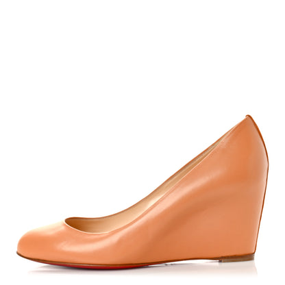 Christian Louboutin Nappa Wedges 37.5 Nude 1 of 9