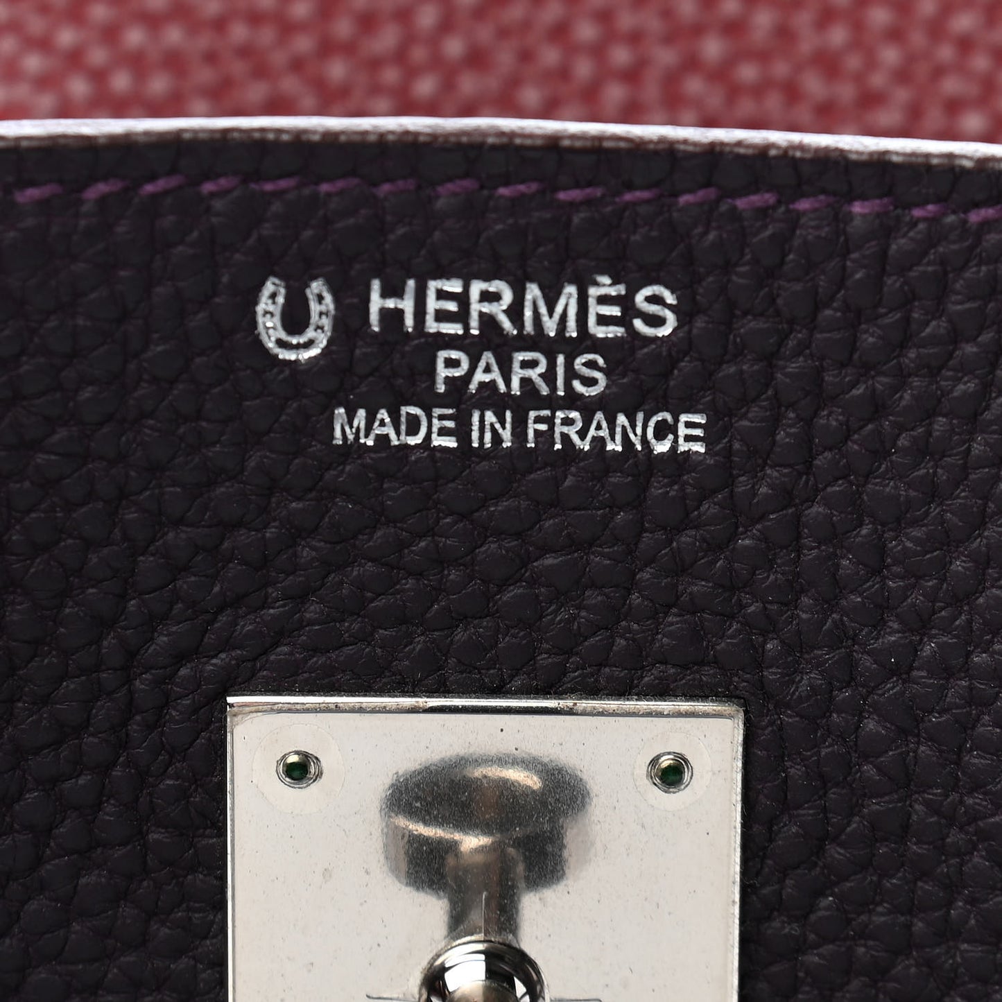 Togo Bi Color Horseshoe Birkin 35 Raisin Rouge H