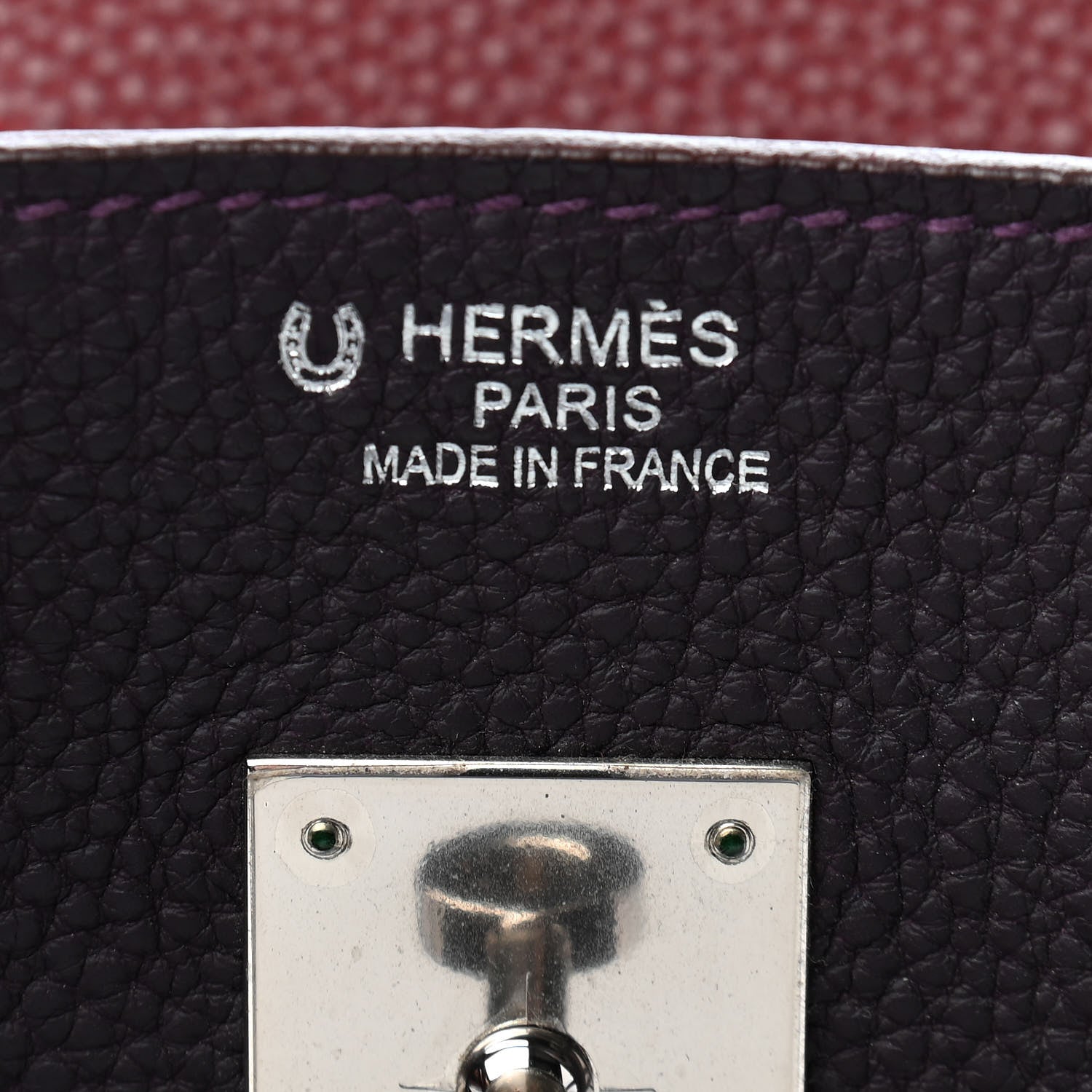 Hermes Togo Bi Color Horseshoe Birkin 35 Raisin Rouge H 7 of 10