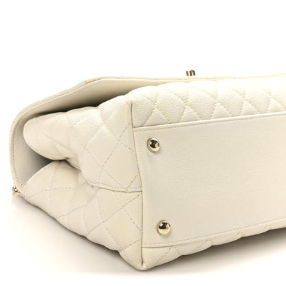 Chanel Caviar Quilted Small Coco Handle Flap White 9 of 10