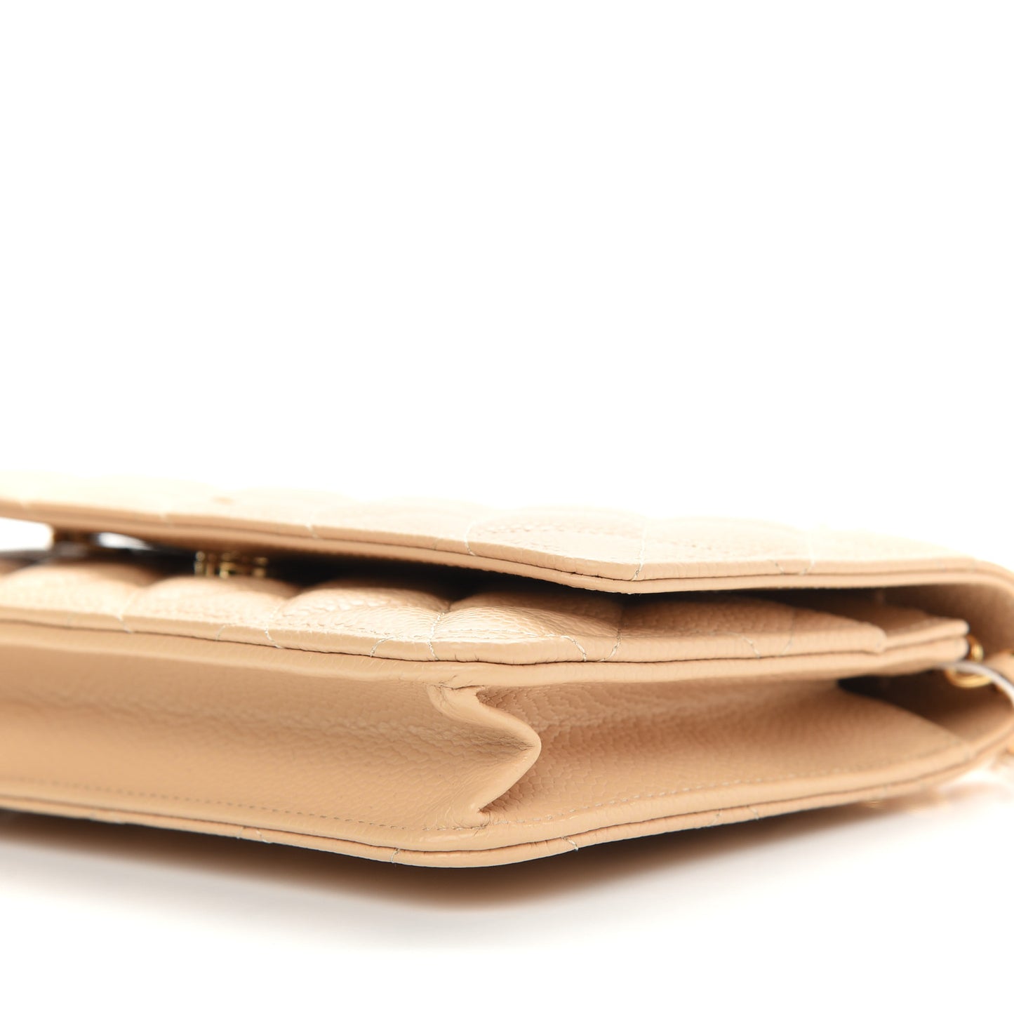 Caviar Quilted Wallet On Chain WOC Beige