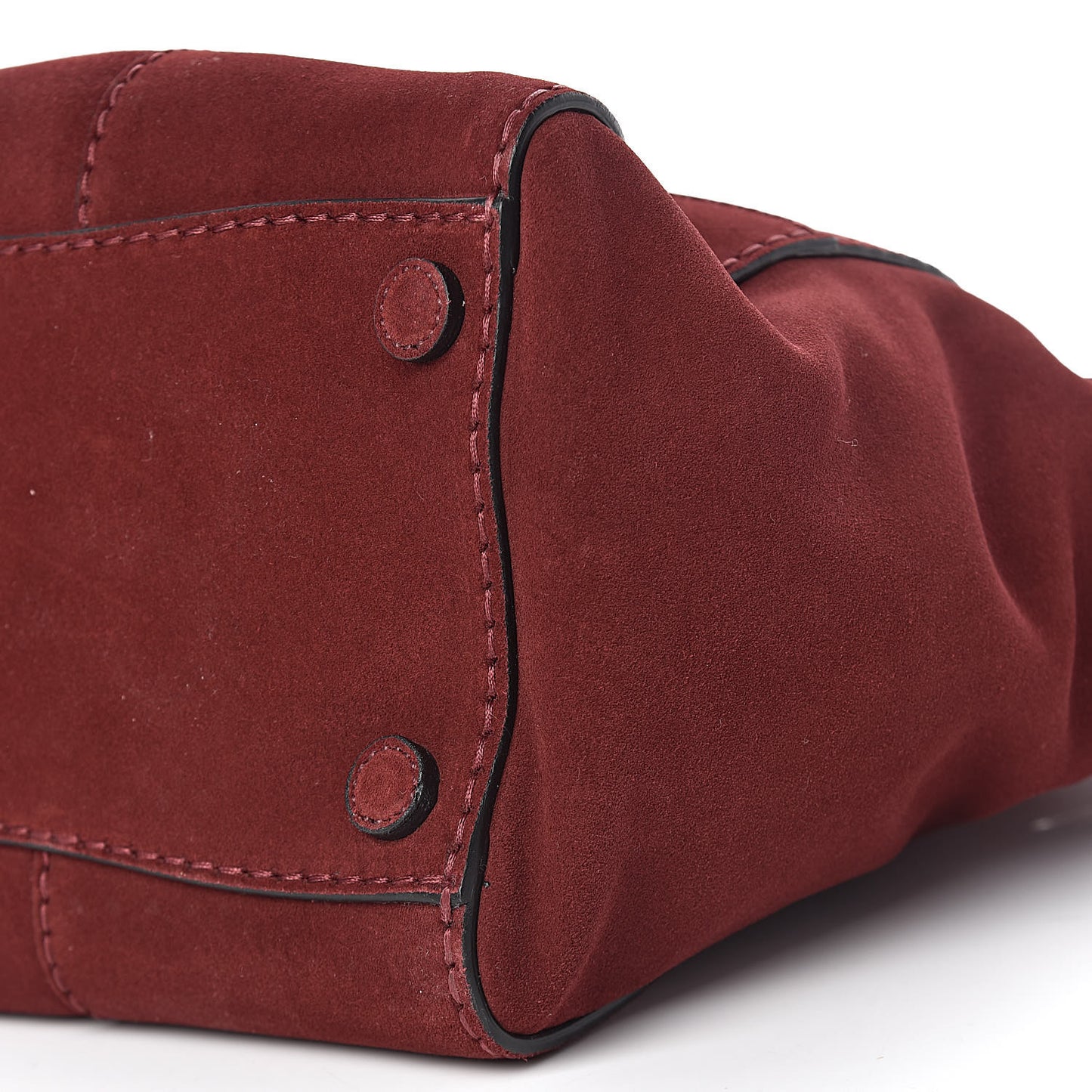 Suede Scamosciato Stitched Small Twin Pocket Tote Porpora