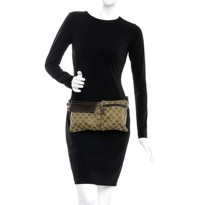 Gucci GG Monogram Web Double Pocket Belt Bag Green Dark Brown 2 of 8