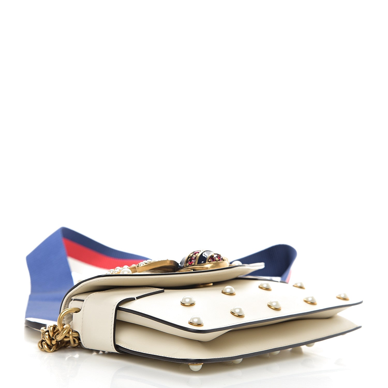 Gucci Nappa Pearl Studded Mini Queen Margaret Broadway Shoulder Bag Mystic White 3 of 9