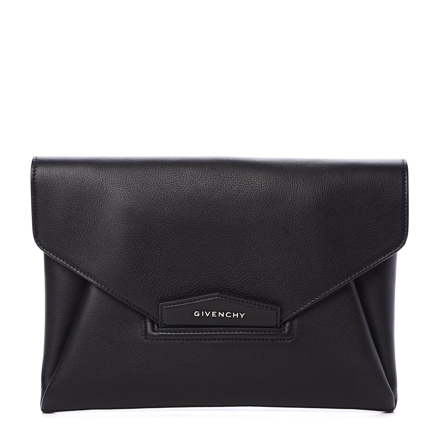 Sugar Goatskin Medium Antigona Envelope Clutch Black