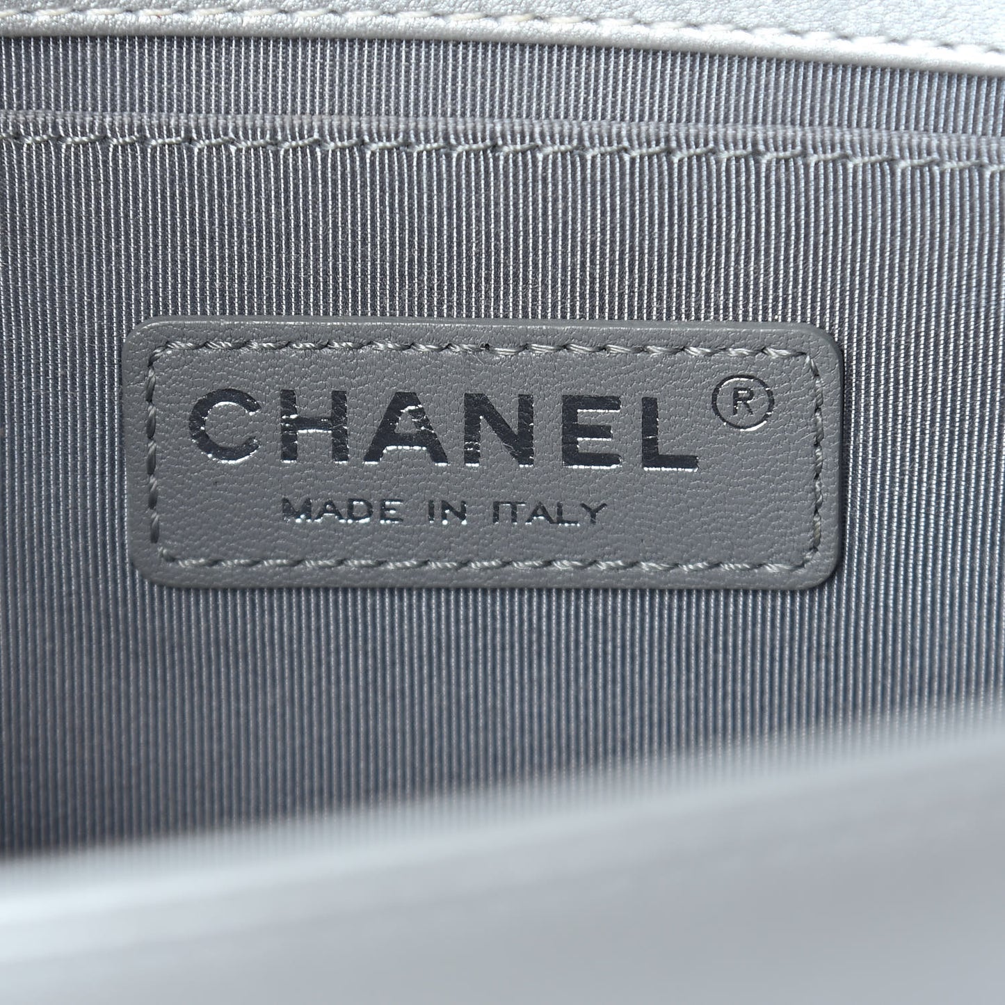 Metallic Calfskin Quilted Medium Boy Flap Silver