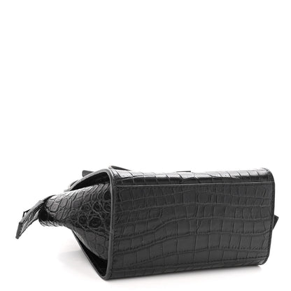 Saint Laurent Calfskin Crocodile Embossed Monogram Toy Cabas Black 4 of 9