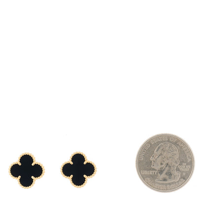 Van Cleef & Arpels 18K Yellow Gold Black Onyx Vintage Alhambra Earrings 2 of 6