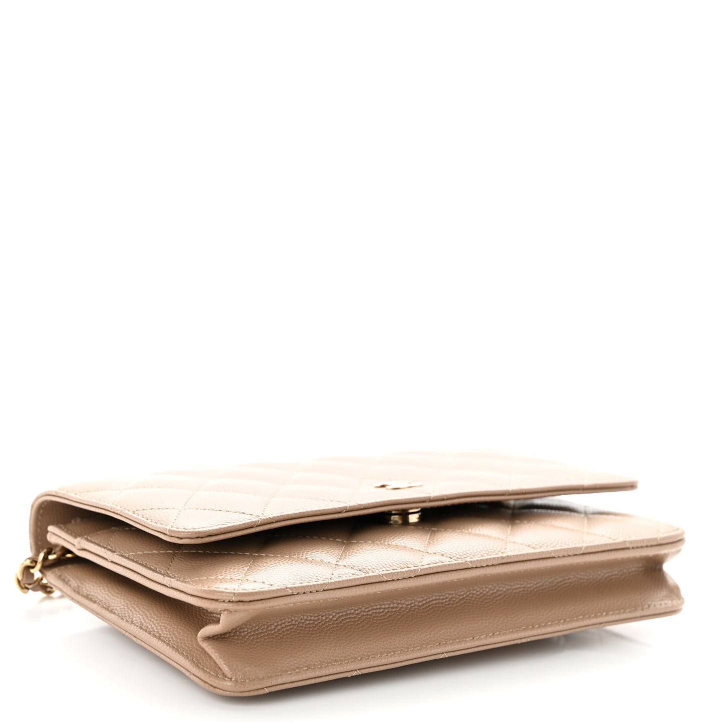 Caviar Quilted Wallet on Chain WOC Dark Beige