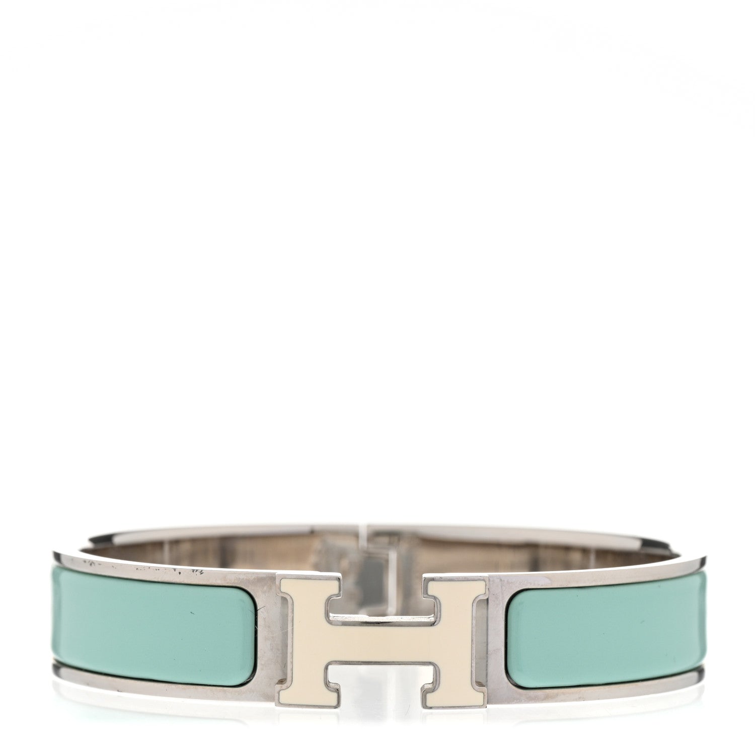 Hermes Enamel Narrow Clic Clac H Bracelet Lagon White 1 of 4