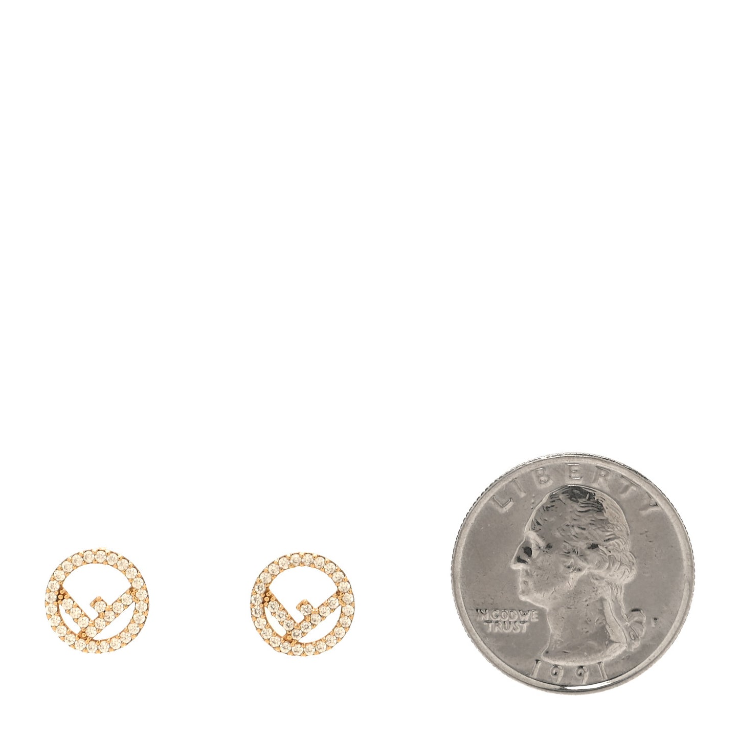 FF Crystal Round Earrings Gold