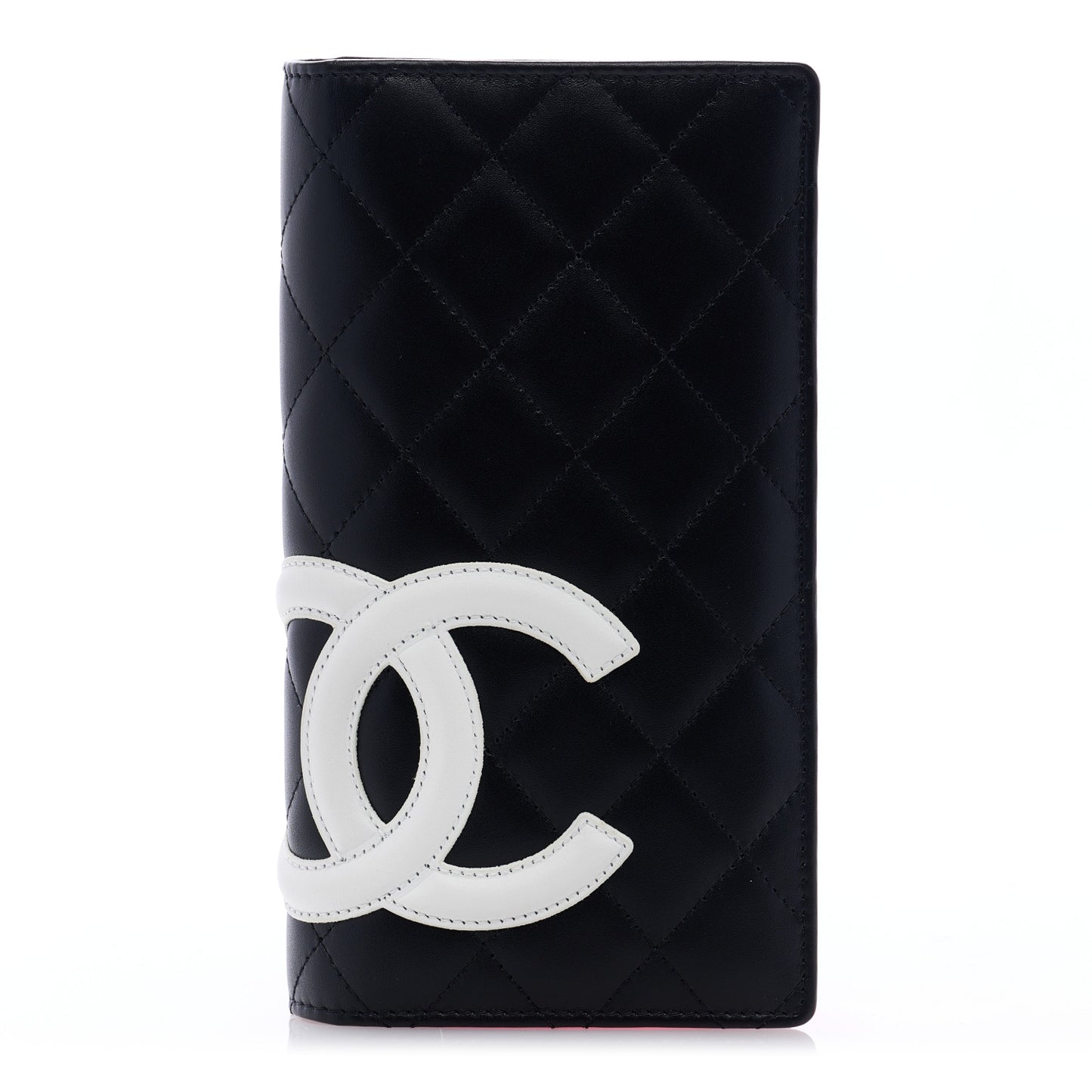 Calfskin Quilted Cambon Yen Wallet Black White