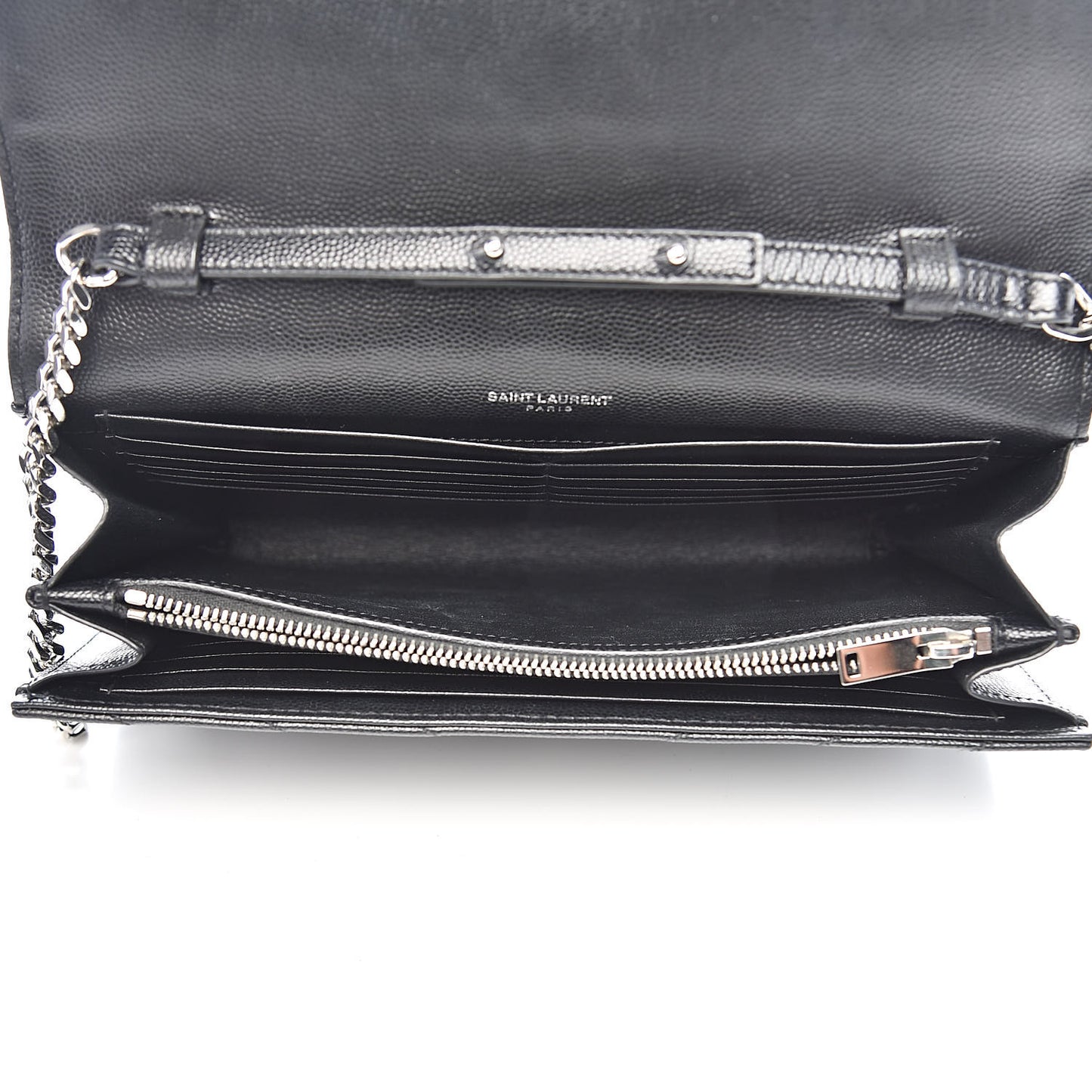 Grain De Poudre Matelasse Chevron Monogram Chain Wallet Black