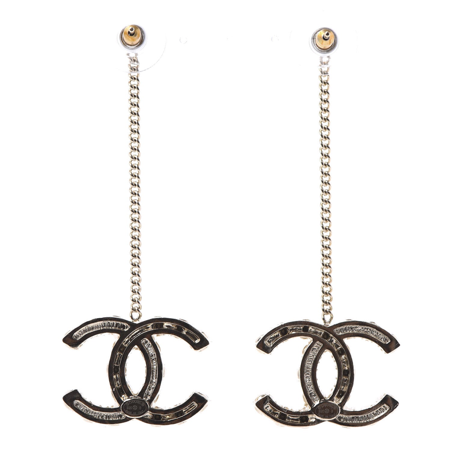 Chanel Crystal Pearl Dazzling Domino Drop Earrings Matte Gold 3 of 5