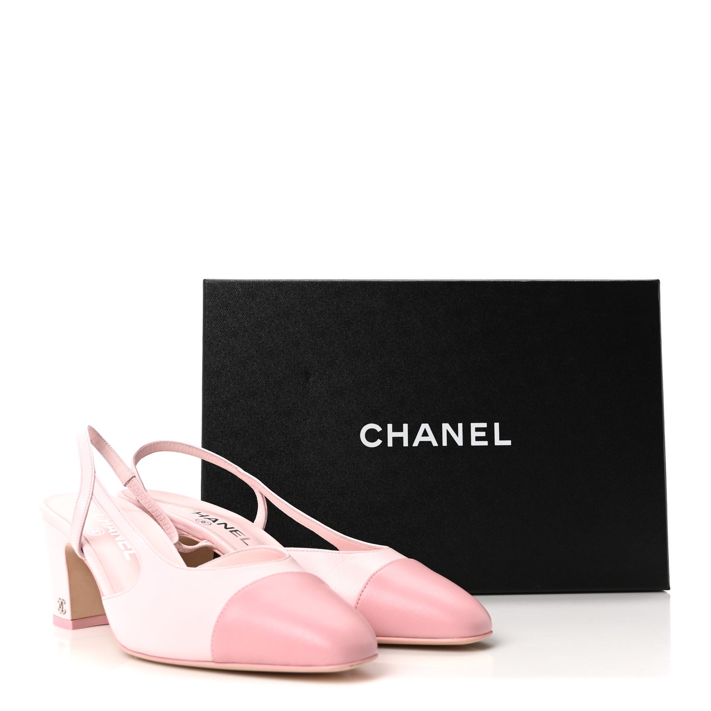 Lambskin Cap Toe CC Slingback Sandals 39.5 Pink