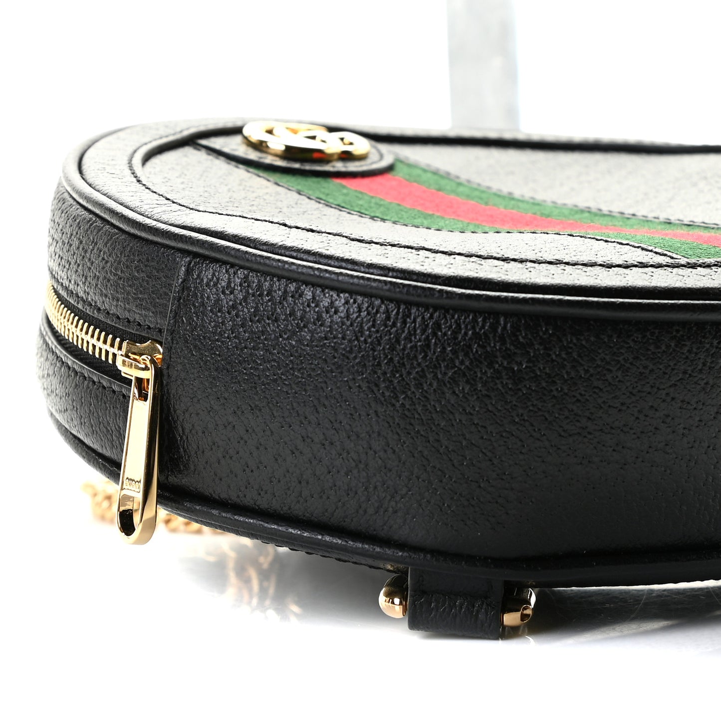 Grained Calfskin Web Mini Ophidia Round Backpack Black