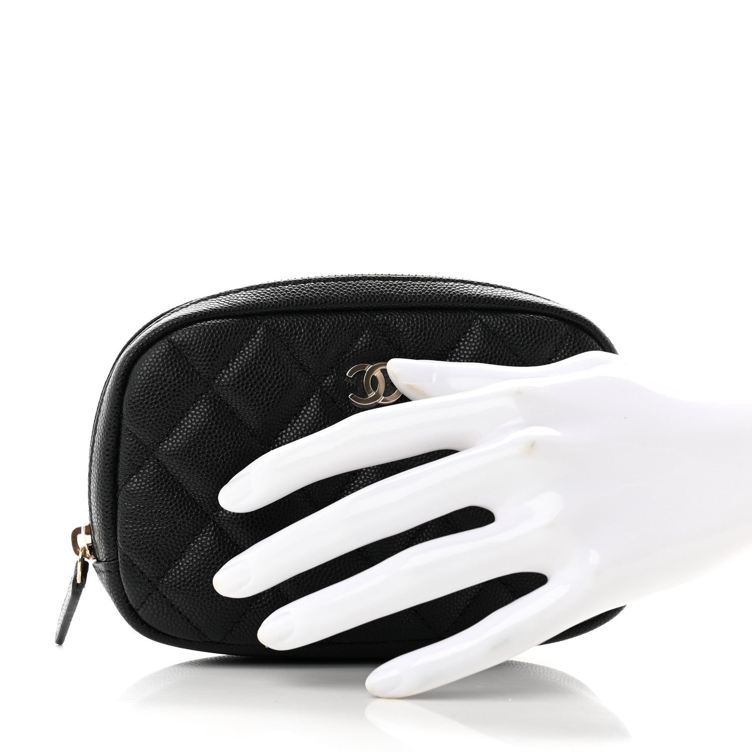 Chanel Caviar Quilted Small Curvy Pouch Cosmetic Case Black 2 of 7