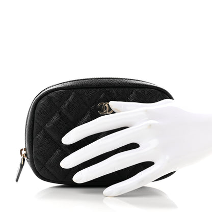 Chanel Caviar Quilted Small Curvy Pouch Cosmetic Case Black 2 of 7