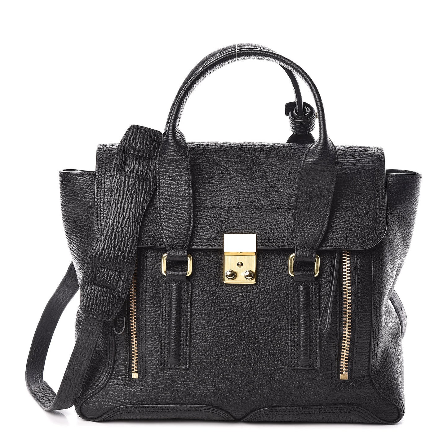 3.1 Textured Calfskin Medium Pashli Satchel Black