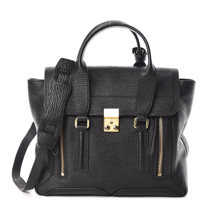 3.1 Phillip Lim 3.1 Textured Calfskin Medium Pashli Satchel Black 1 of 9
