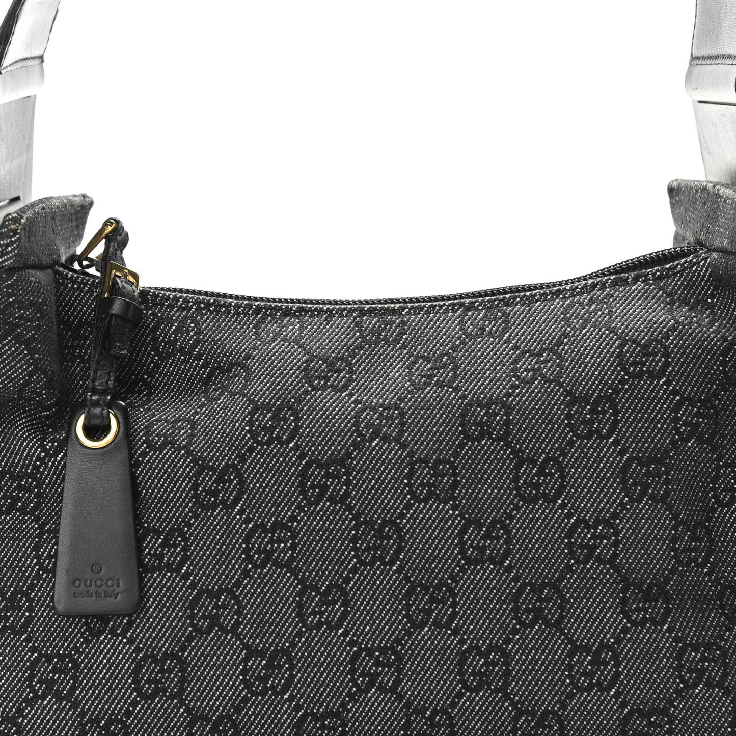 Denim Monogram GG Signature Shoulder Bag Black