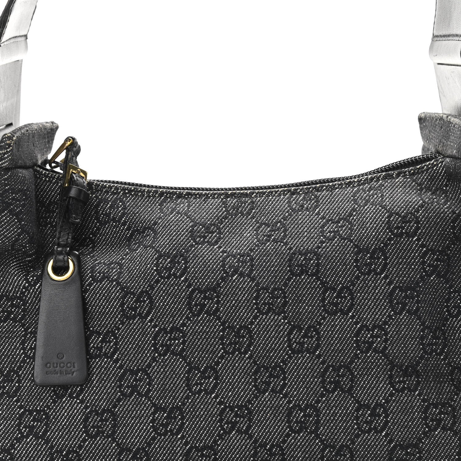 Gucci Denim Monogram GG Signature Shoulder Bag Black 8 of 11