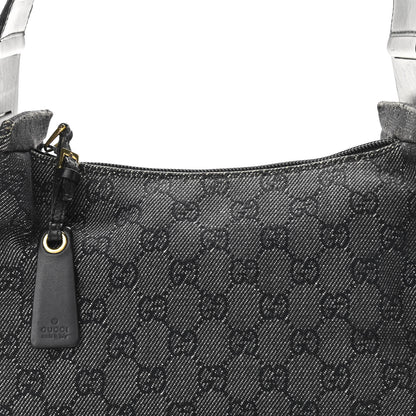 Gucci Denim Monogram GG Signature Shoulder Bag Black 8 of 11