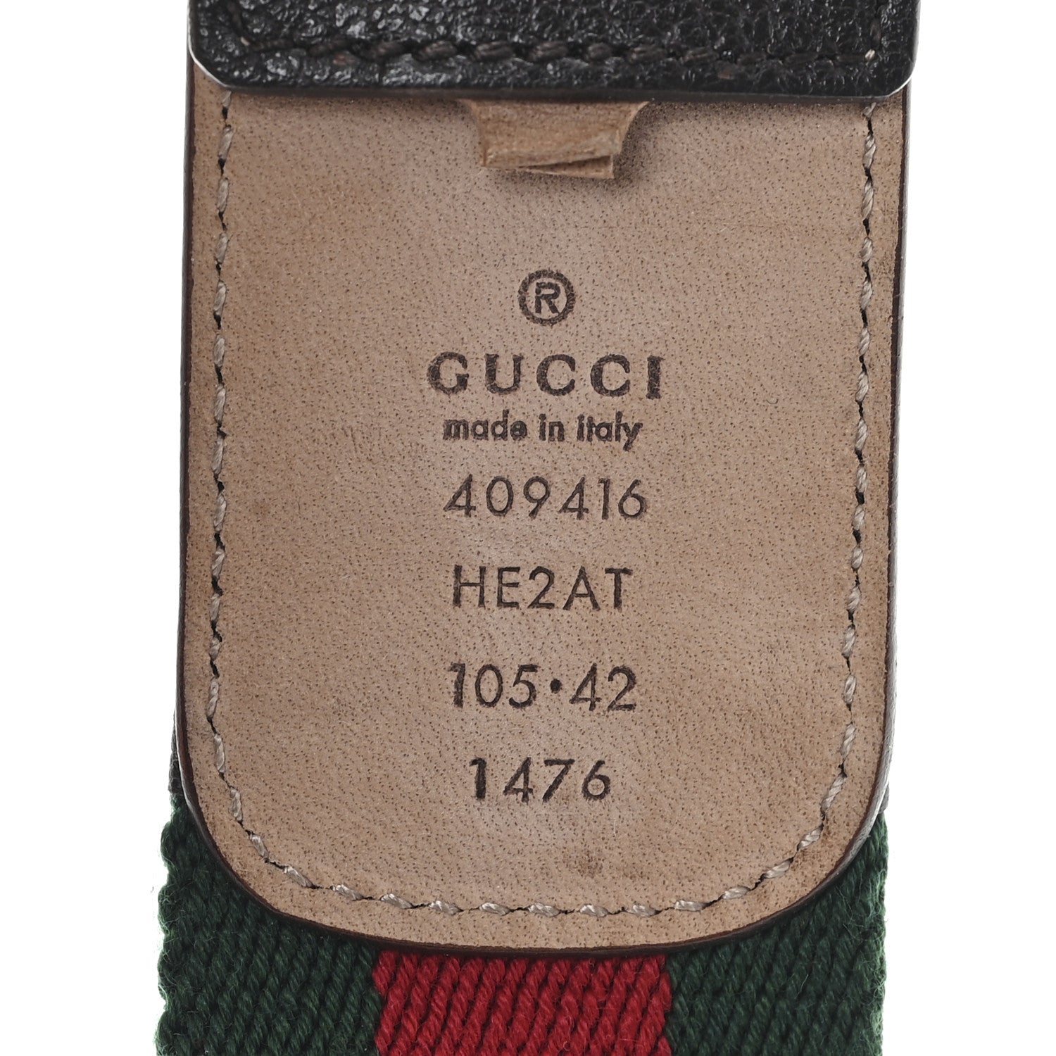 Gucci Nylon Calfskin Double G Web 40mm Belt 105 42 Green Red Cuir 4 of 4