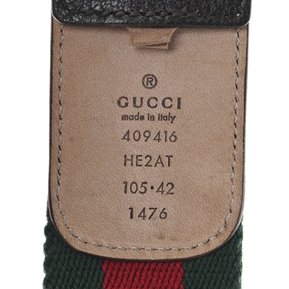 Gucci Nylon Calfskin Double G Web 40mm Belt 105 42 Green Red Cuir 4 of 4