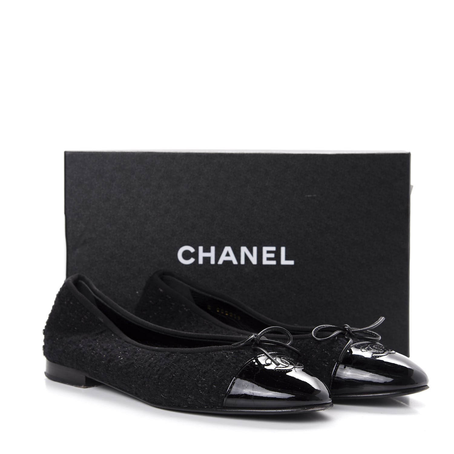 Chanel Tweed Patent Calfskin Cap Toe Ballerina Flats 41 Black 10 of 10