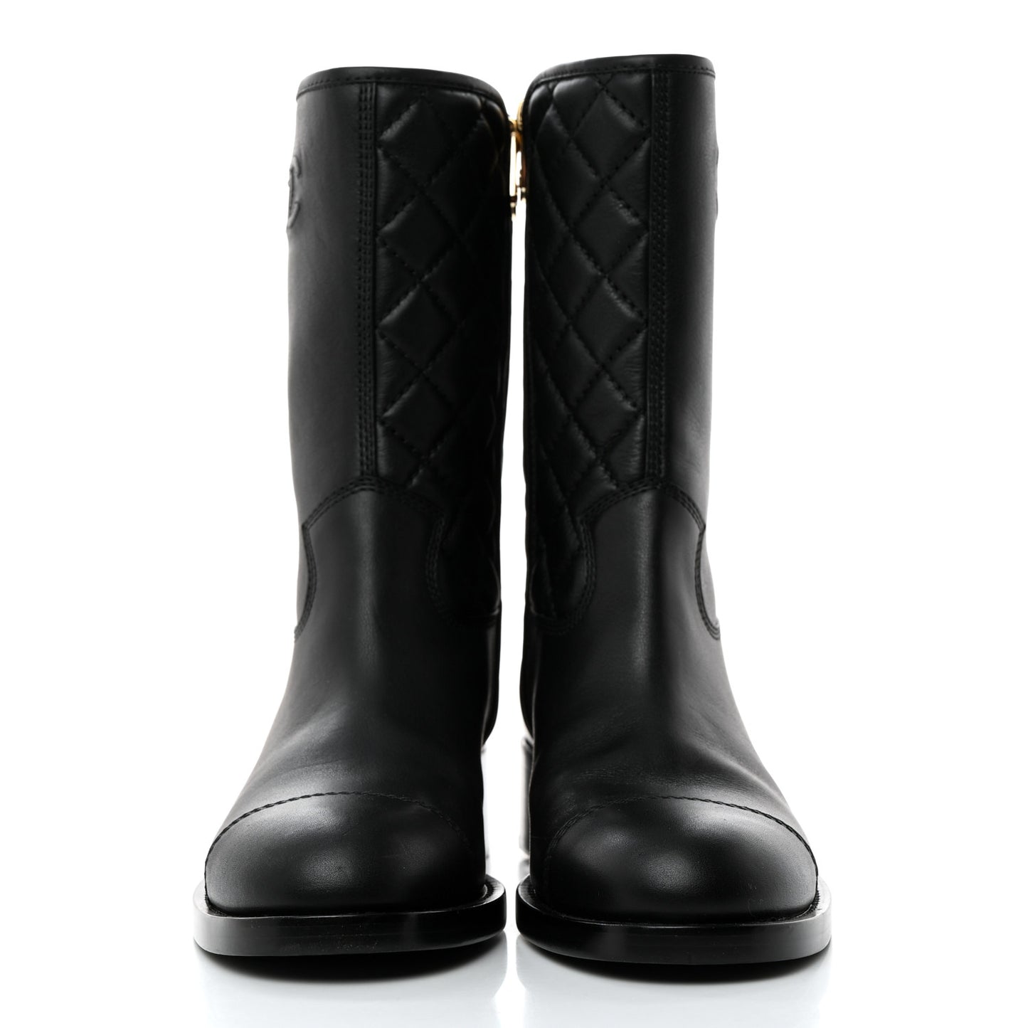Calfskin Quilted CC Boots 41 Black