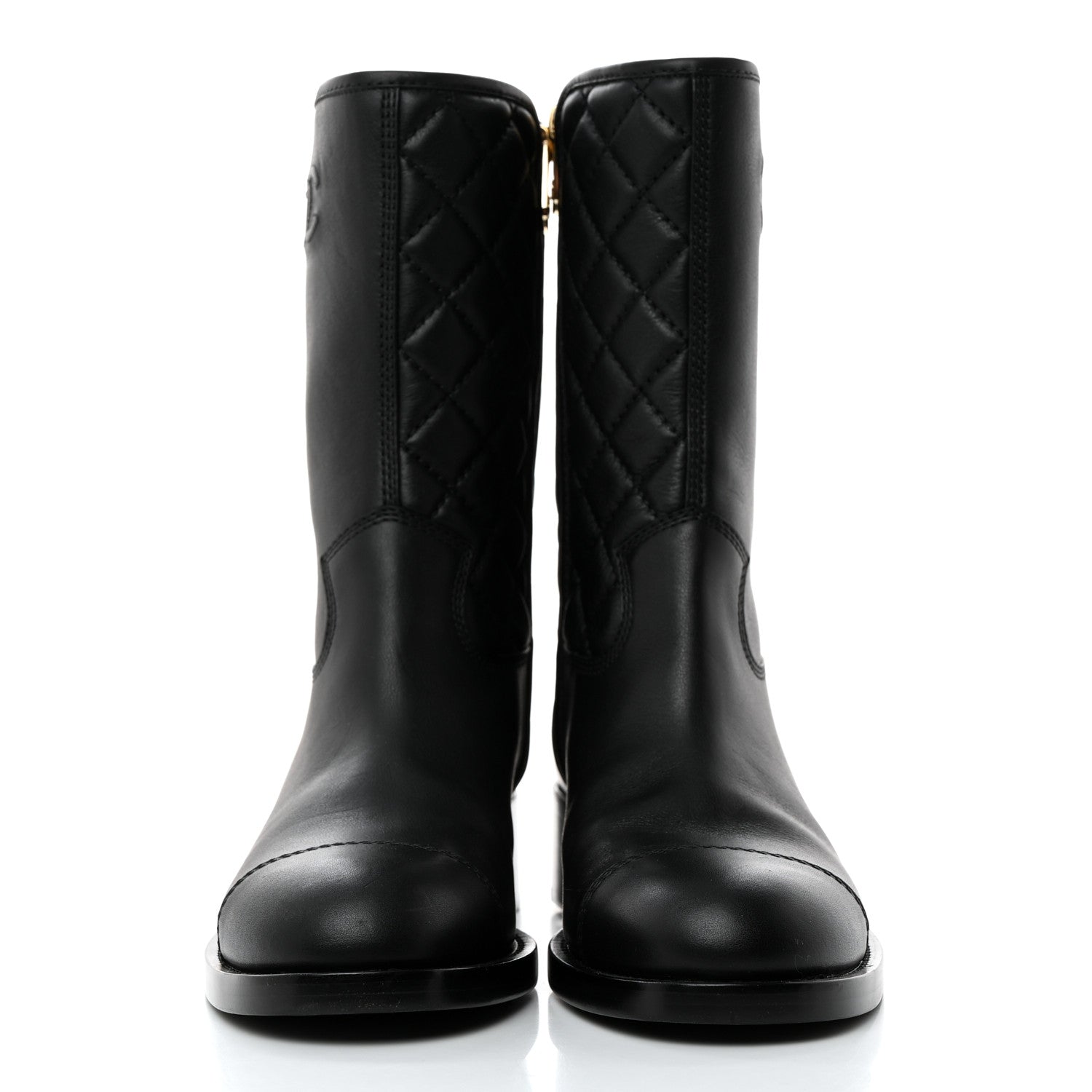 Chanel Calfskin Quilted CC Boots 41 Black 2 of 8