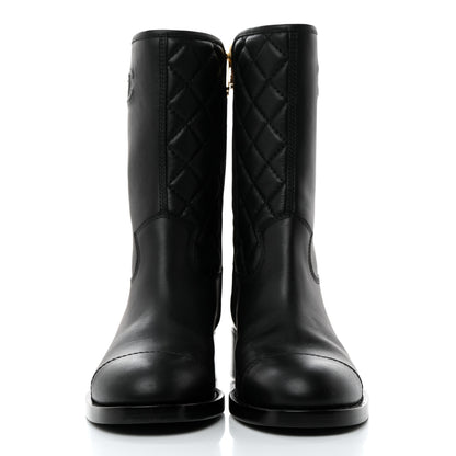 Chanel Calfskin Quilted CC Boots 41 Black 2 of 8