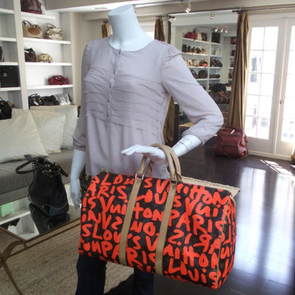Louis Vuitton Monogram Graffiti Keepall 50 Orange 2 of 9