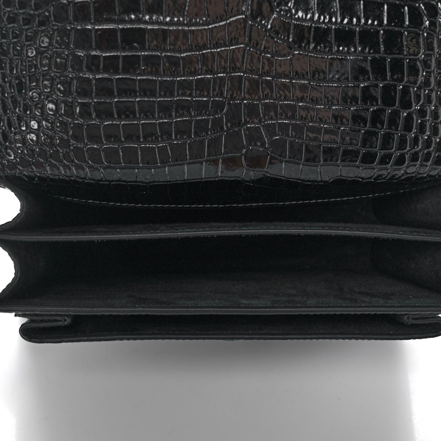 Calfskin Crocodile Embossed Medium Monogram Sunset Black