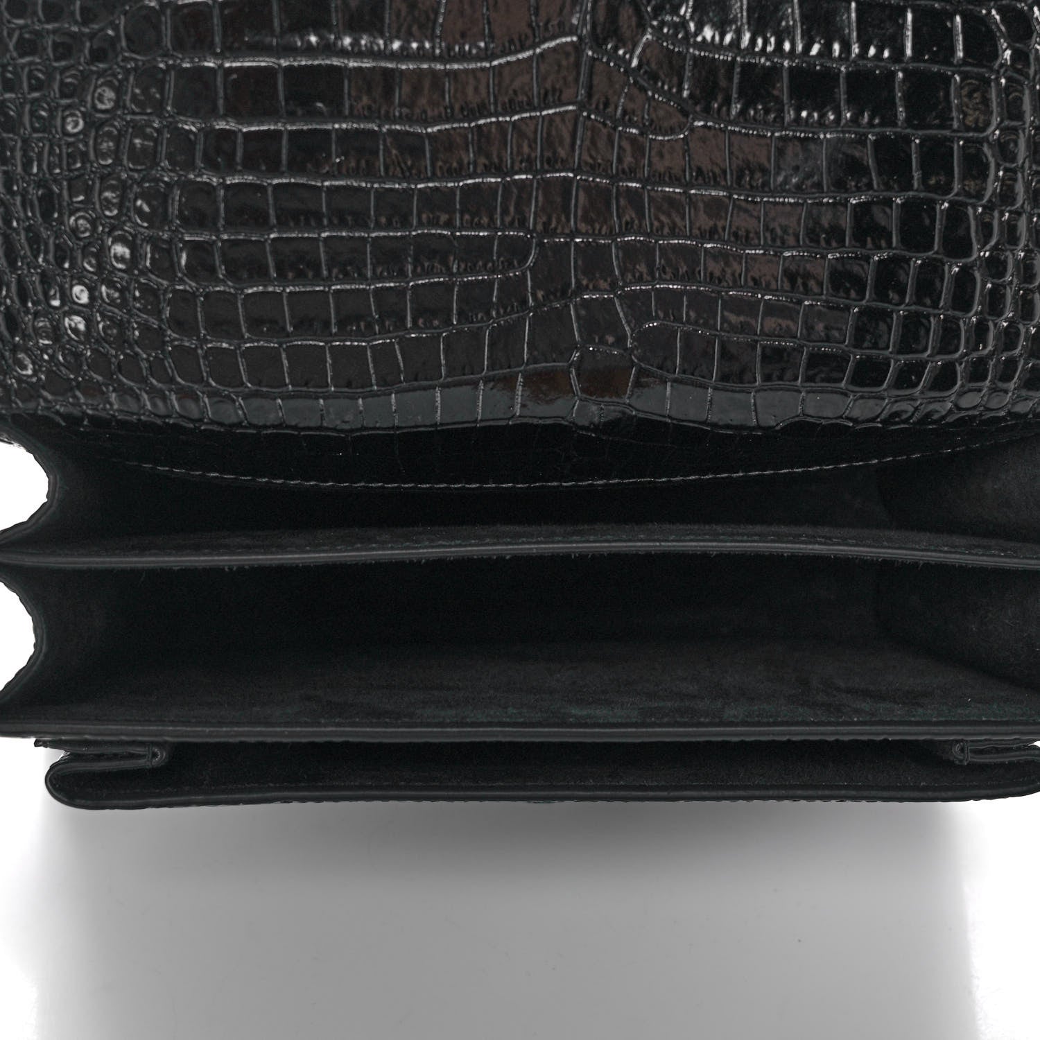 Saint Laurent Calfskin Crocodile Embossed Medium Monogram Sunset Black 5 of 11