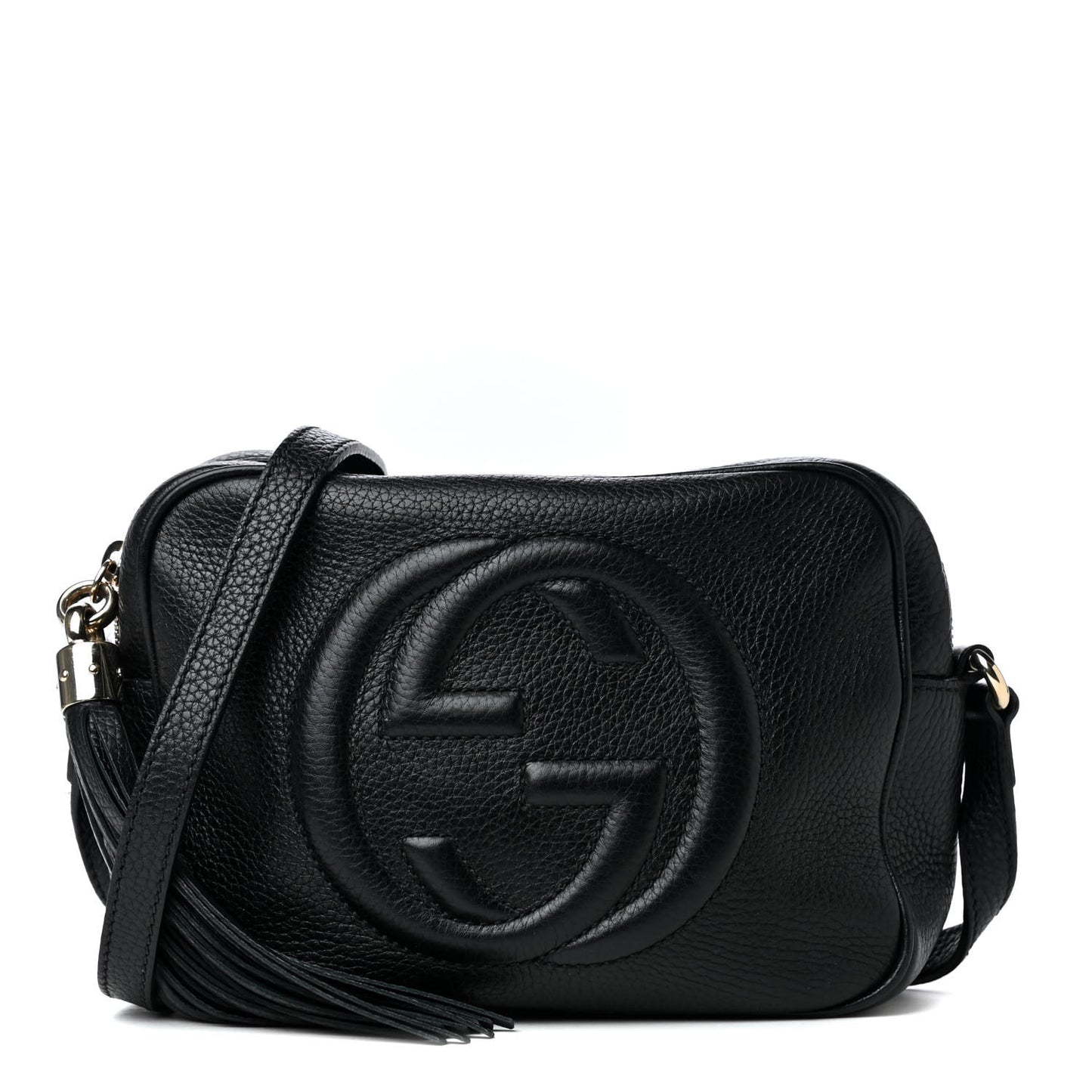 Pebbled Calfskin Small Soho Disco Bag Black
